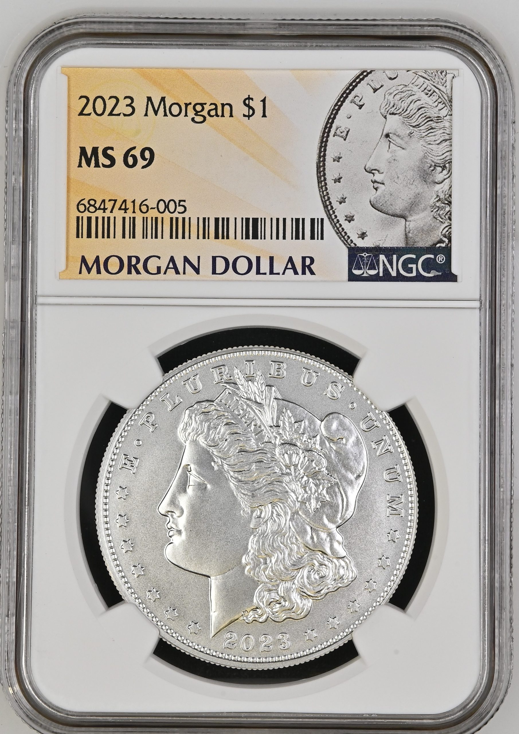 2023 $1 Morgan Silver Dollar. NGC Mint State 69.